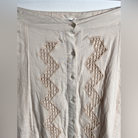 Tularosa Long Embroidered Cream Layered Skirt sz Small - Picture 4 of 11